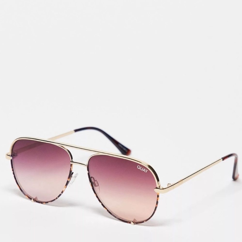NWOT RARE Quay Australia High Key Mini Aviator Sunglasses Rose Gradient Tortoise